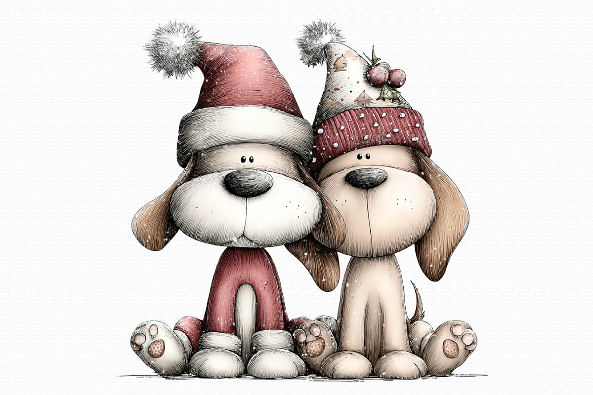 Whimsical Christmas Cat & Dog Clipar, an Illustration by Libby Wishes (Photo 3 of 7)