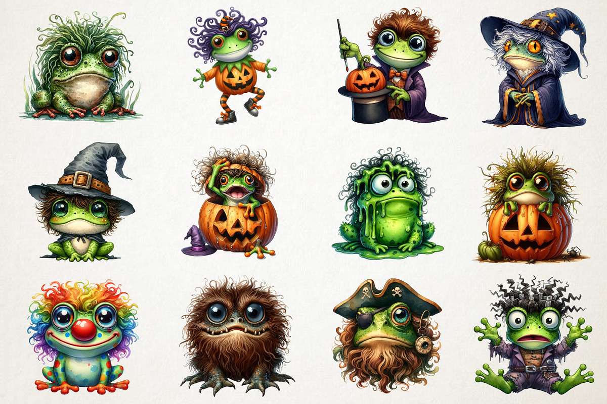 Halloween Funny Frog Clipart, an Illustration by RobertsArt (Photo 7 of 7)