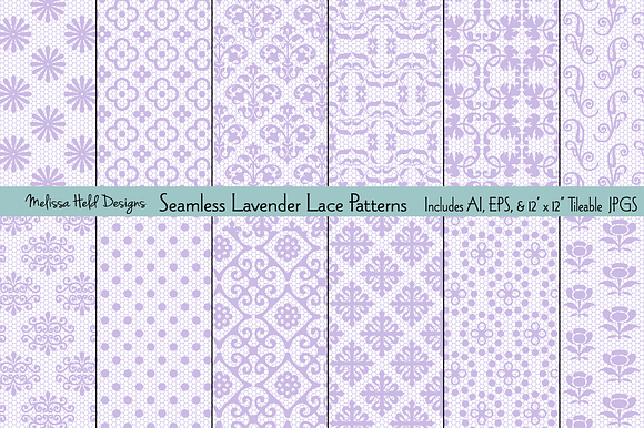 Seamless Lavender Lace Patterns preview 7