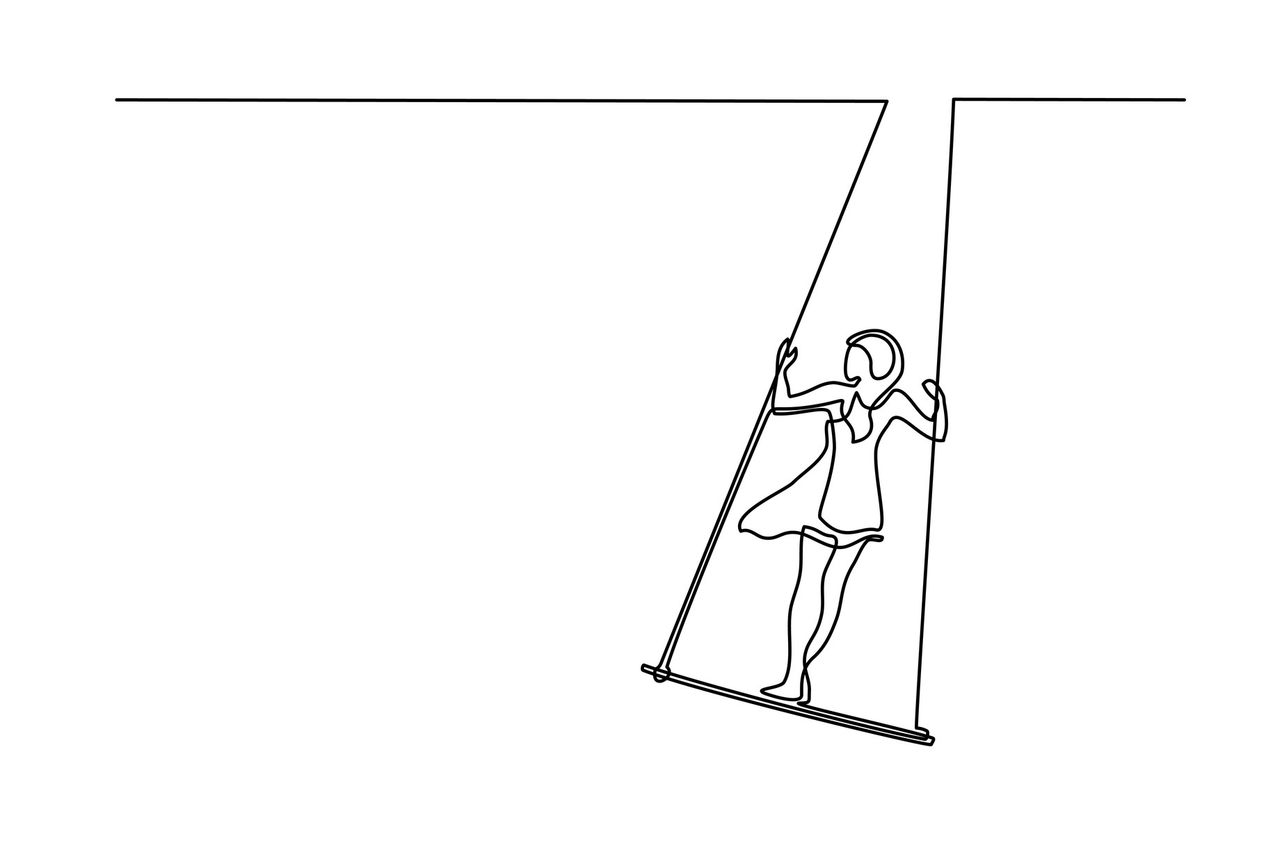 Girl on swing one line drawing | People Illustrations ~ Creative Market