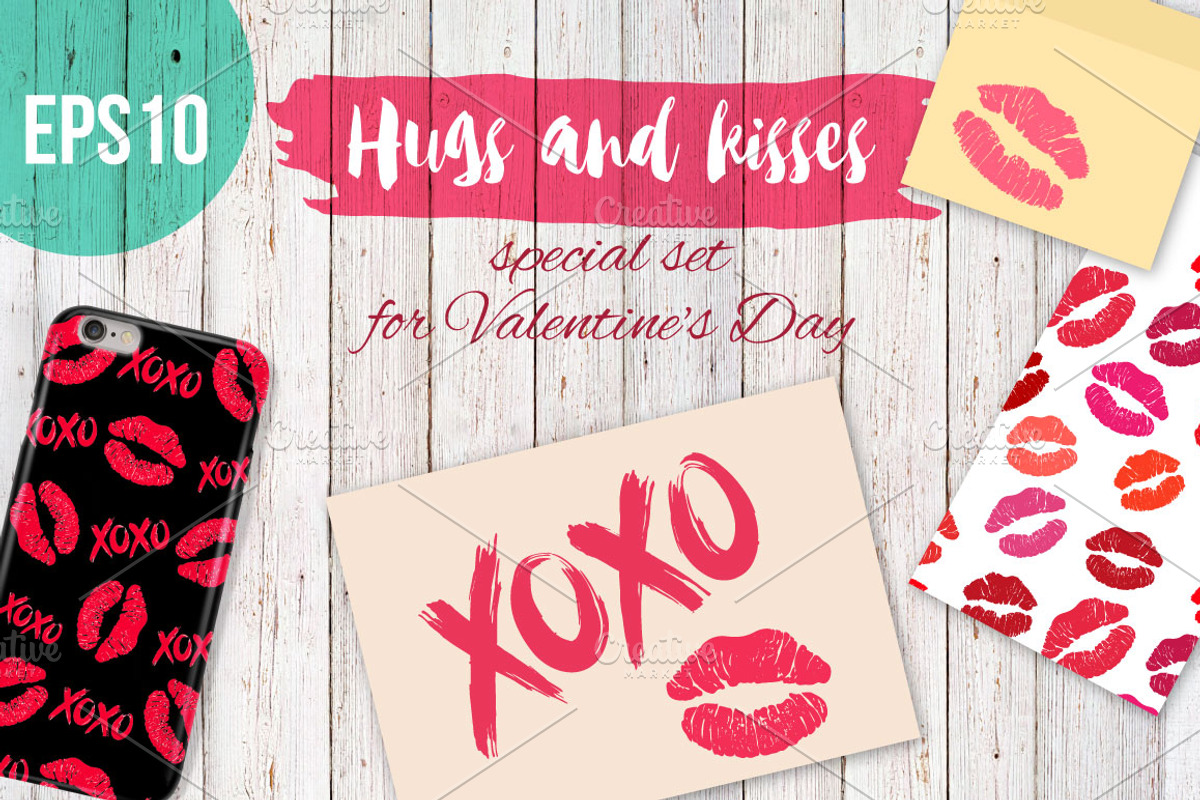 XOXO Valentine's Day set, a Decorative Illustration by DruZhi Art (Photo 1 of 5)