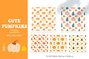 Cute pumpkins vector patterns autumn, a Pattern Graphic by Let's Art (Thumbnail 1 of 5)