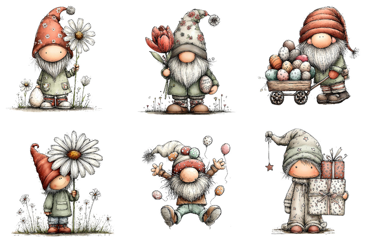 Cute Easter Gnomes Clipart, an Illustration by CreationArt (Photo 6 of 6)