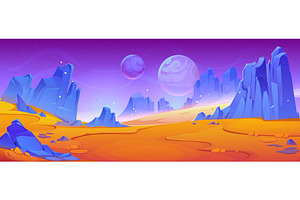 Space planet landscape with desert, an Illustration by Vector Tradition