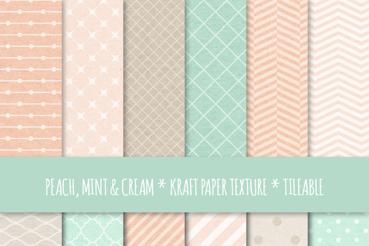 Peach & Mint Seamless Patterns