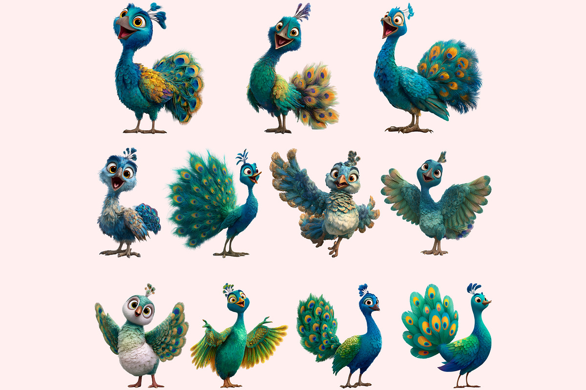 Peacock Clipart PNG Bundle, a Graphic by M9 Design (Photo 7 of 9)