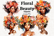 Watercolor Floral Girl Cliparts, a Person Illustration by Mash Mash Stickers (Thumbnail 1 of 9)
