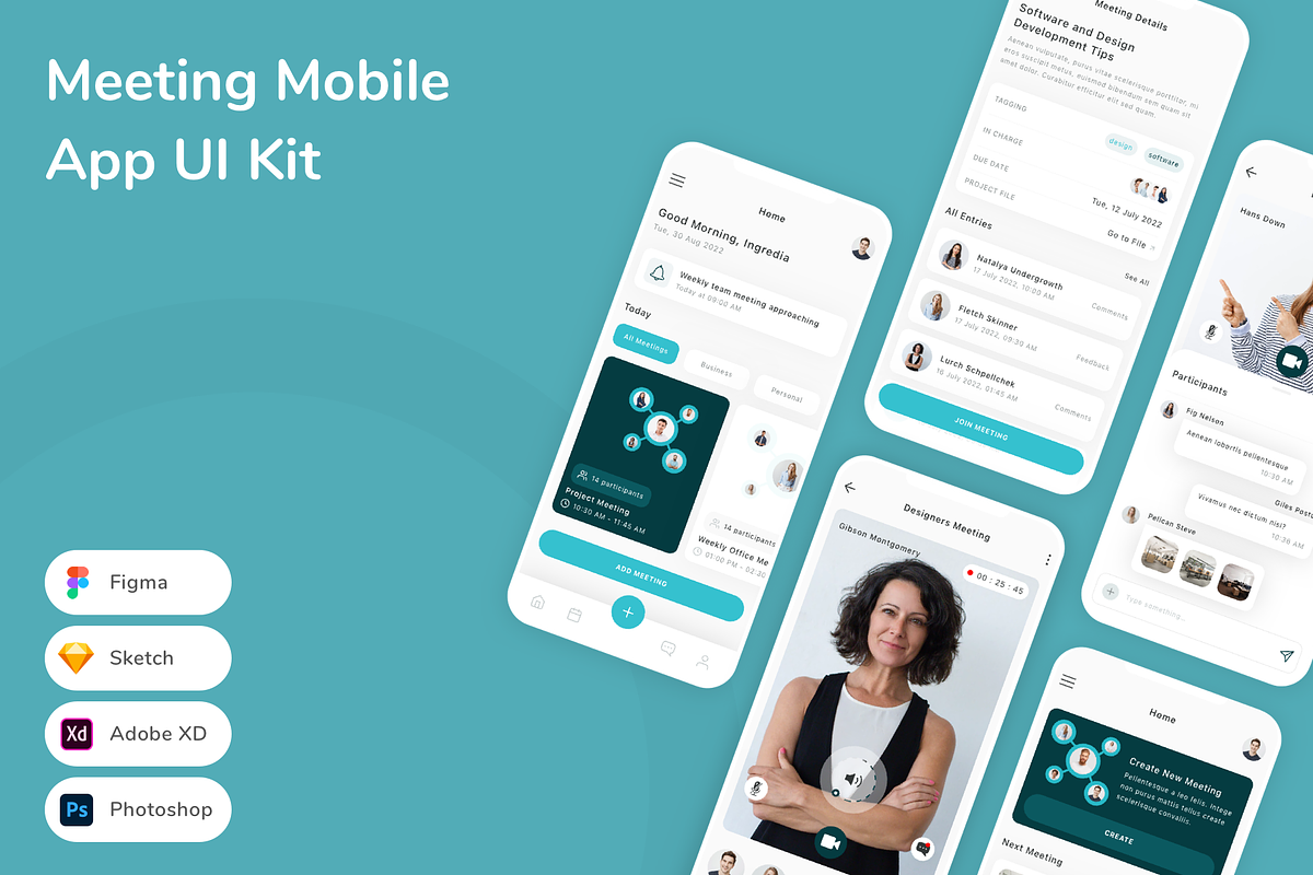 Meeting Mobile App UI Kit, an UI Kit Template by Betush