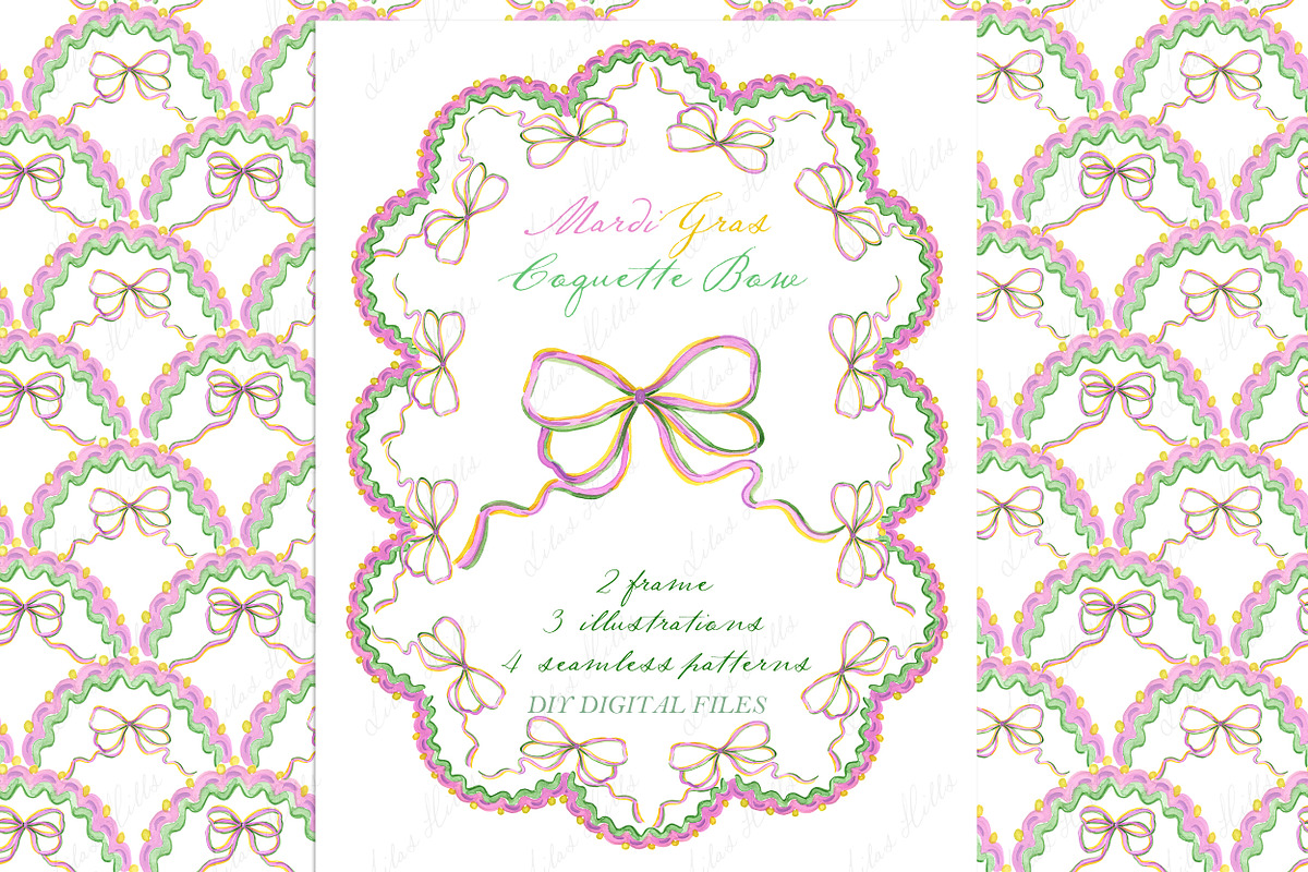 Mardi Gras Coquette Bow, a Graphic by LABFcreations (Photo 1 of 5)