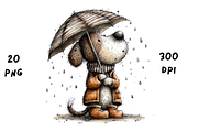 Whimsical Rainy Dog Clipart, an Animal Illustration by GiraffeCreative (Thumbnail 15 of 20)
