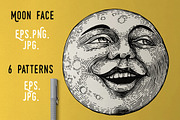 Moon Face Graphic & Patterns, a Decorative Illustration by ZiziMarket (Thumbnail 1 of 5)