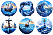 Watercolor Summer Nautical Clipart, an Illustration by Black Bird Studio (Thumbnail 4 of 5)
