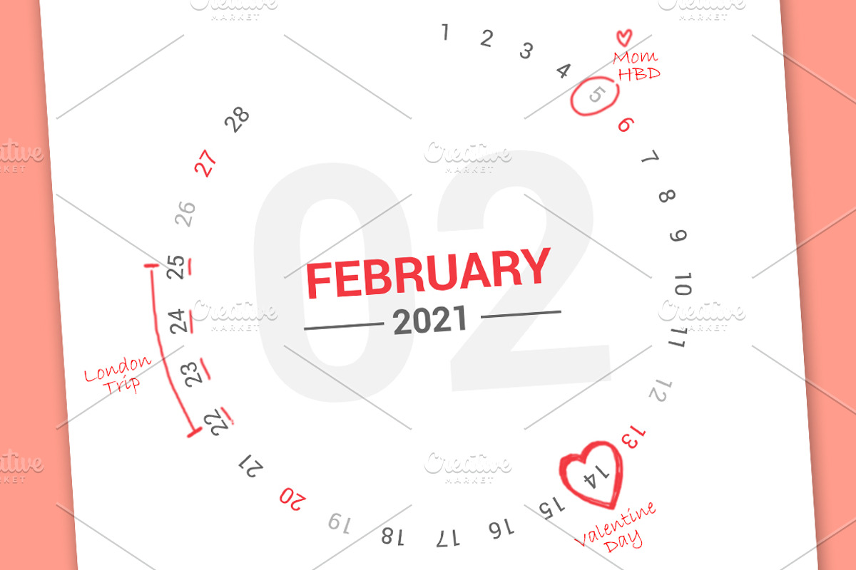 Calendar 2022 Circle Design, a Stationery Template by WORAKAMON Design Studio (Photo 3 of 5)