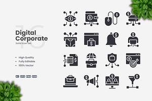 Digital Corporate Solid Icons