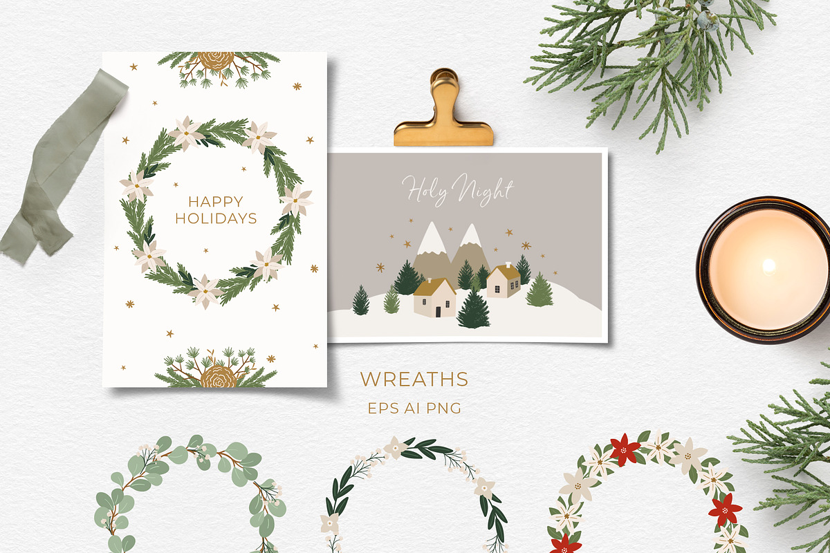 White Beige Boho Christmas, a Decorative Illustration by Cozy pattern shop (Photo 4 of 12)