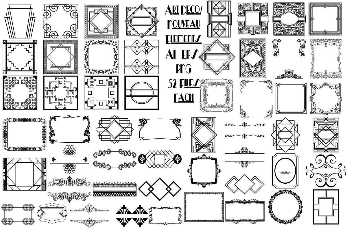 Art Deco/Nouveau Elements AI EPS PNG, a Decorative Illustration by FrankiesDaughtersDesign (Photo 1 of 7)
