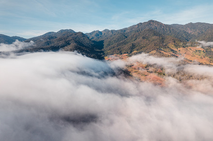 Mountains and fog in the morning, a Nature Photo by Art Rachen