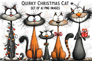 Quirky Christmas Cat Clipart, an Illustration by Craft Nest (Thumbnail 1 of 13)