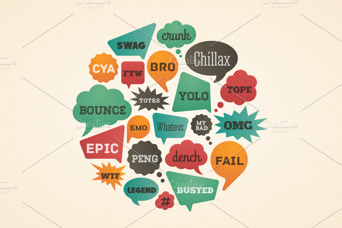 Internet Slang Speech Bubbles, a Technology Illustration by vekstok (Photo 3 of 3)