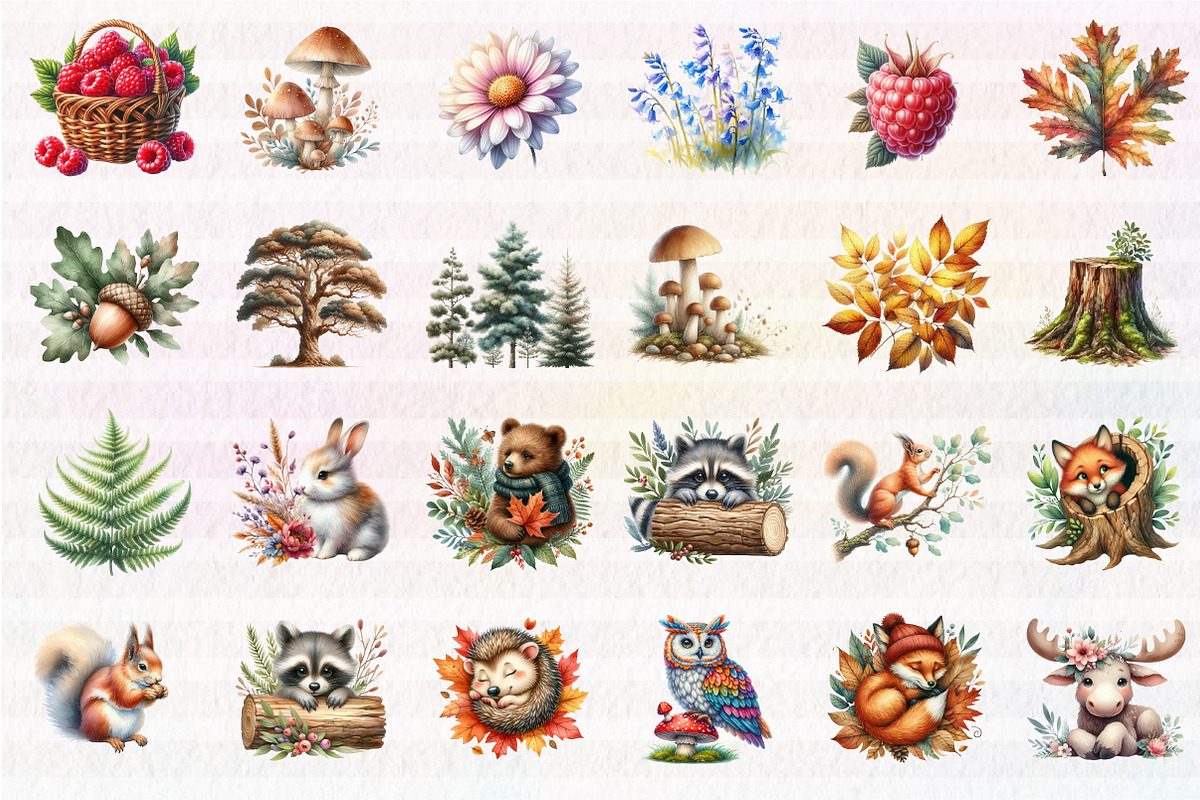 Watercolor Woodland Animals clipart, an Illustration by CreationArt (Photo 2 of 5)