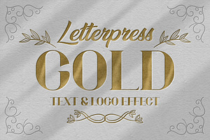 Gold Letterpress Text & Logo Effect, a Layer Style Add-On by Andrew Skoch Design