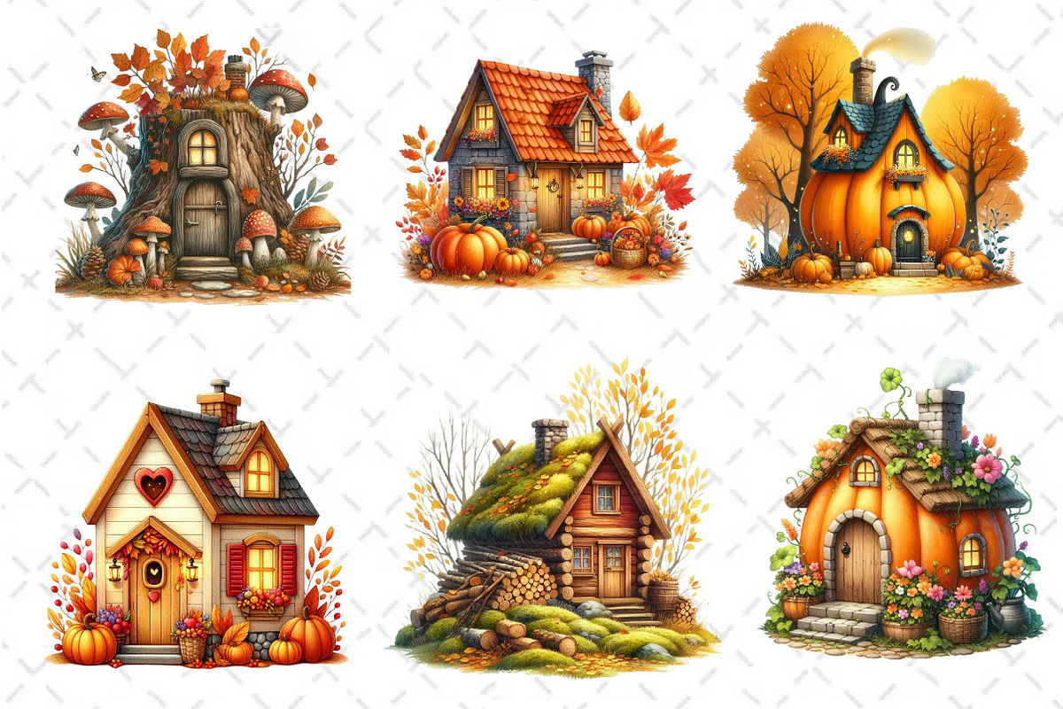 Whimsical Autumn House Clipart, an Illustration by Dream Creation (Photo 4 of 5)