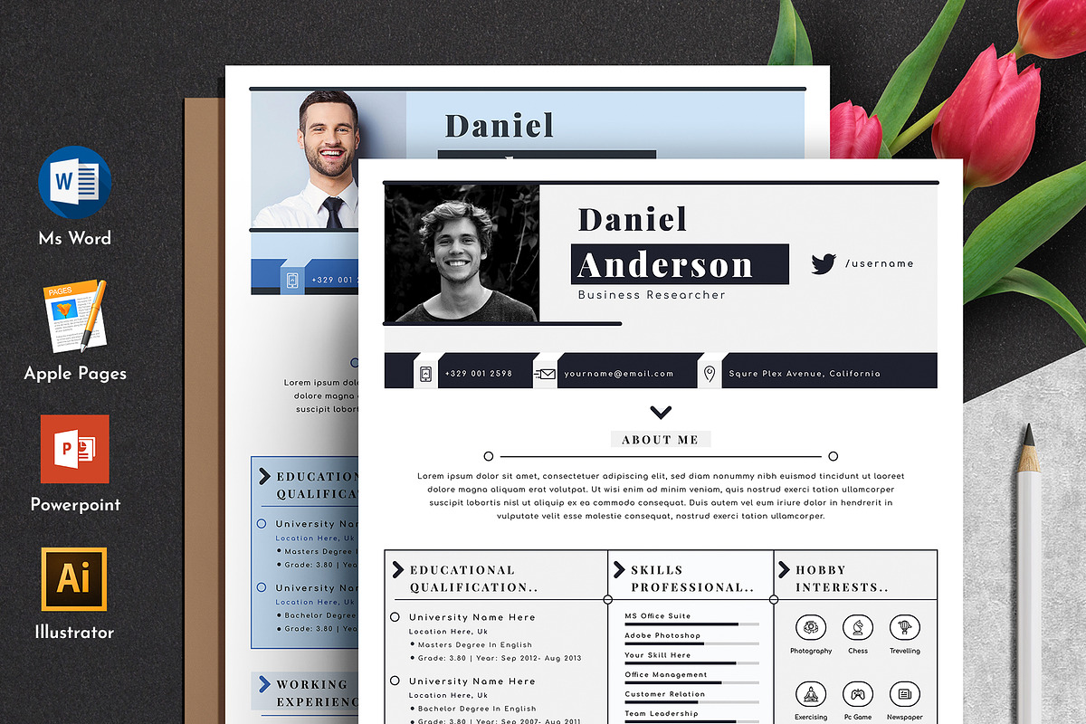 Resume Cv Template Word Apple Pages, a Resume Template by Tbunny (Photo 1 of 5)
