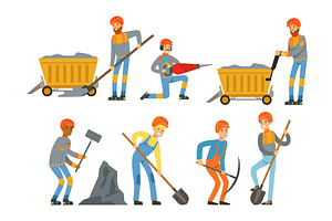 Miner Workers Standing in Different, an Illustration by TopVectors