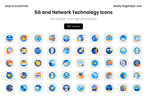 5G and Network Technology Icons, a Solid Icon by Wencory
