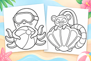 Cutie Summer Coloring Pages Vol. 2, a Seasonal Illustration by Inkivelle Studio (Thumbnail 2 of 3)