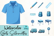 Blue School Clipart, an Illustration by CrexoraLab (Thumbnail 1 of 5)