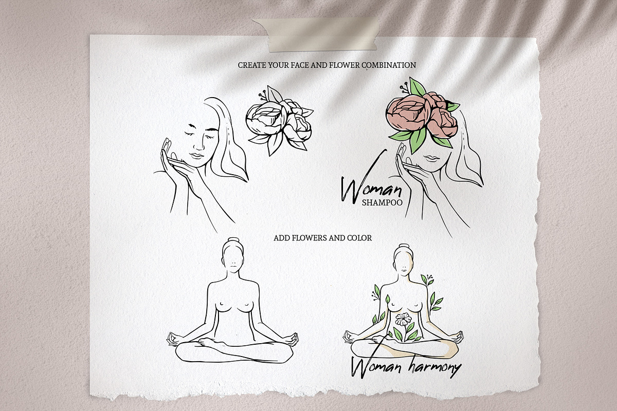 Woman & flower sketch. Female art., a Healthcare Illustration by bioraven (Photo 8 of 13)