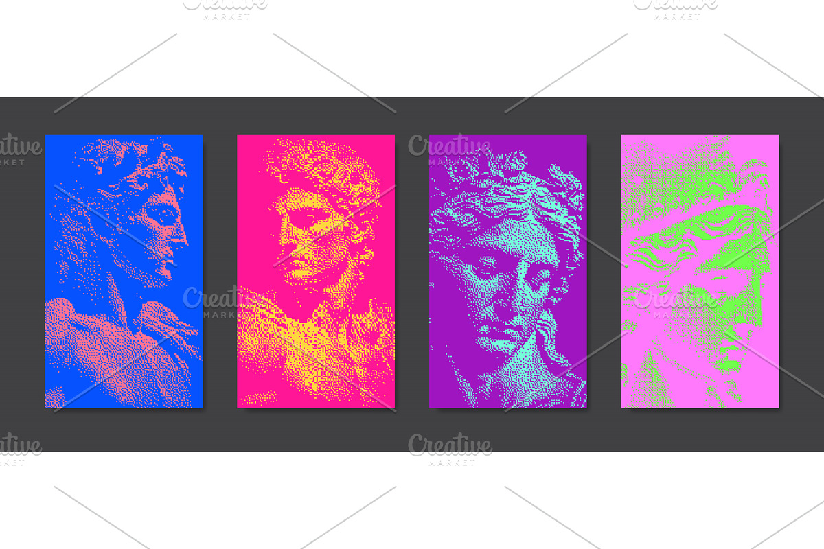 Antique greek statues in pixel, a Texture Graphic by Simple Patterns