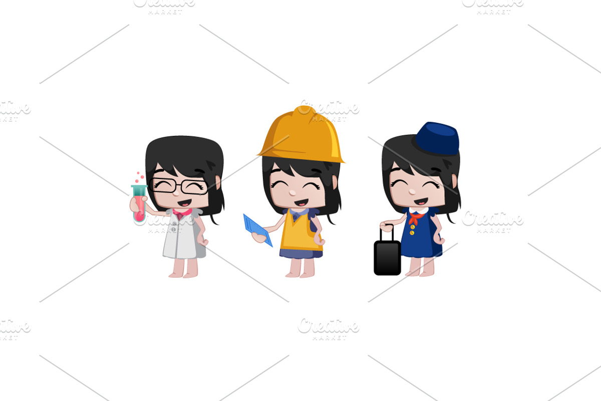 24 x Professions Vector little Girls, an Education Illustration by Beatriz Gascón (Photo 2 of 2)