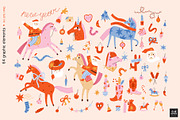 New Year Horses Clipart & Patterns, a Seasonal Illustration by avdnadi (Thumbnail 3 of 13)