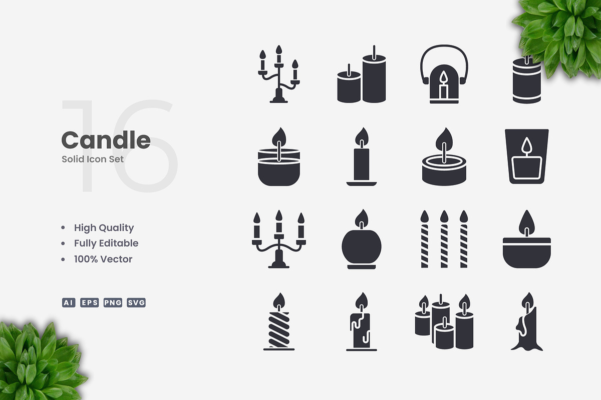 Candle Solid Icons, an Icon by Upnowgraphic