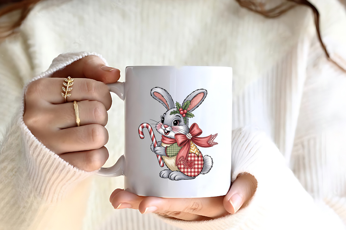 Faux Embroidery Christmas Bunny with, an Illustration by CrexoraLab (Photo 3 of 6)