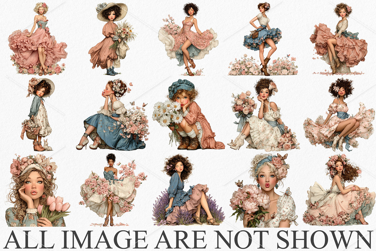 Whimsical Spring Girl Flowing Clipar, an Illustration by Canvas Craft (Photo 3 of 7)