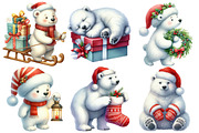 Cute Christmas Polar Bear Clipart, an Illustration by Pixels.Craft (Thumbnail 2 of 7)
