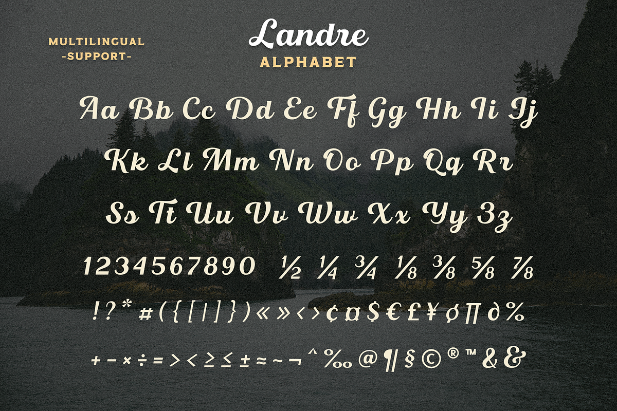 Landre, a Script Font by Larin Type Co. (Photo 9 of 10)