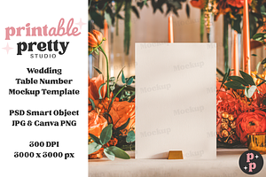Bold Floral Table Number Mockup, a Product Mockup by Printable Pretty Studio