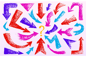 Color crayon arrows pointing at, an Object Illustration by art PVP - market