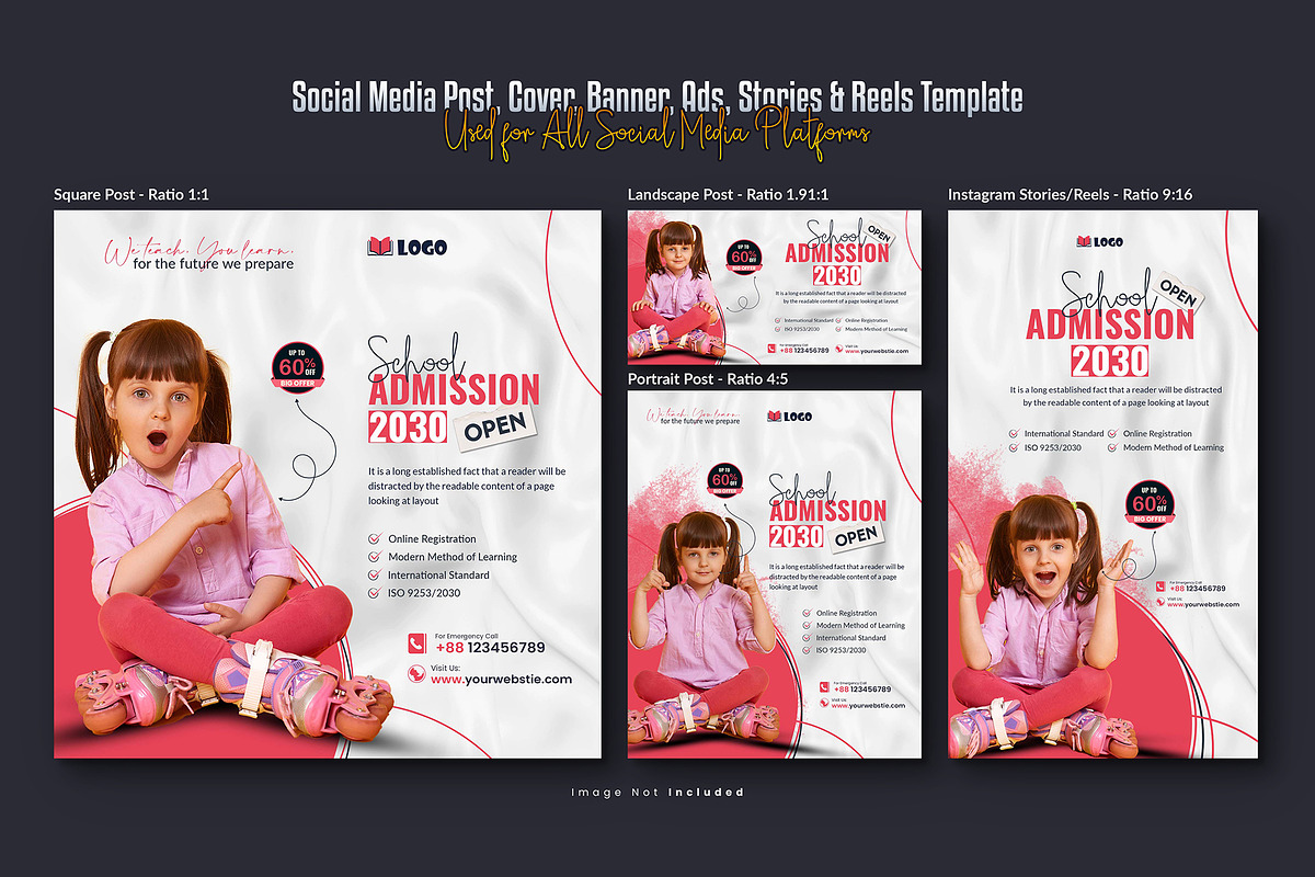 School admission social media post, a Social Media Template by Creative_View (Photo 3 of 8)