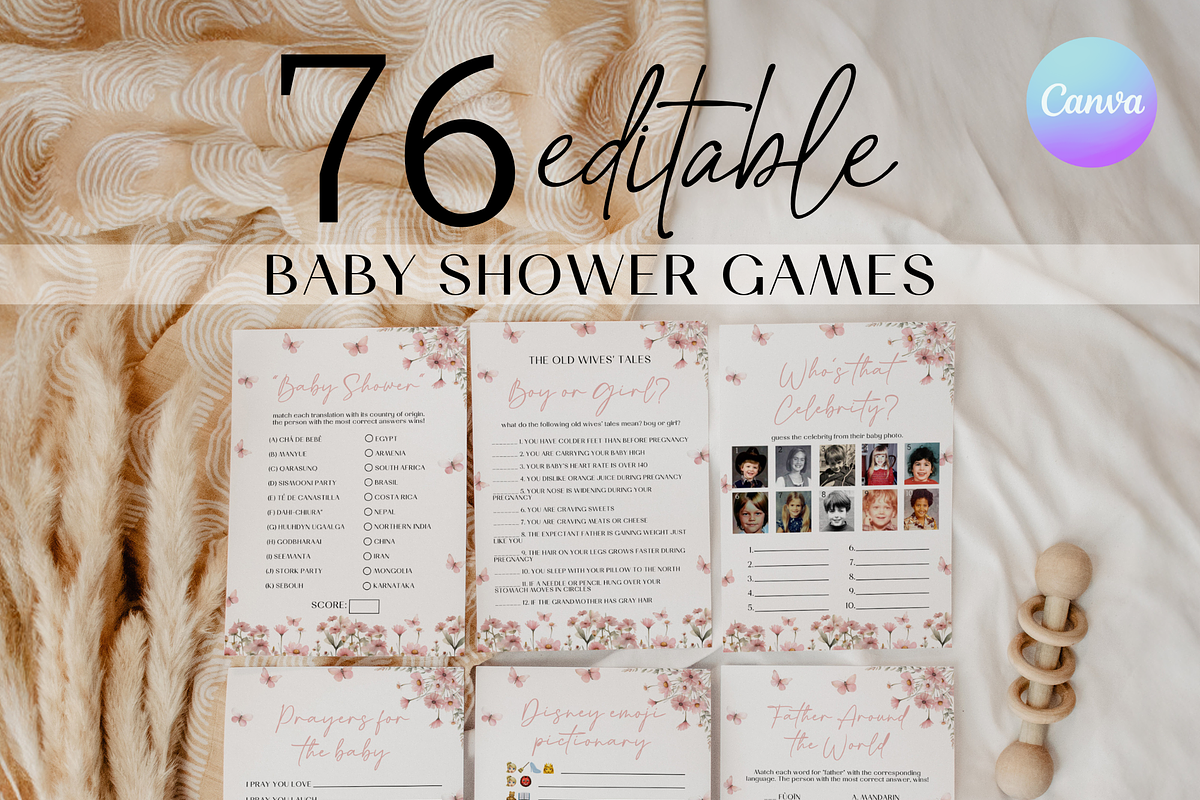 Editable Butterfly Baby Shower Games, an Invitation Template by Digital_Mind (Photo 1 of 9)