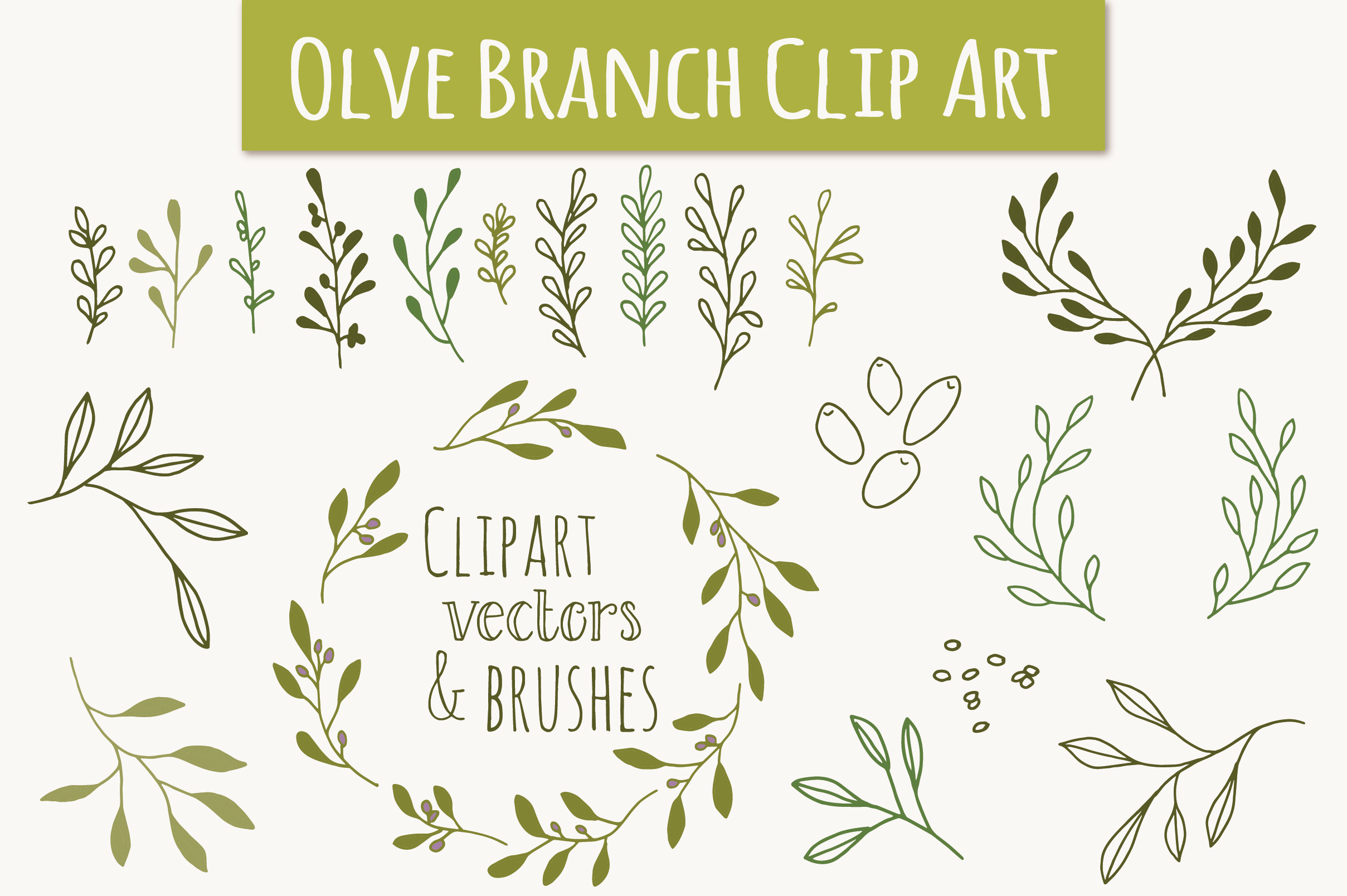 Olive Branch Clip Art & Vectors, a Graphic by The Pen and Brush