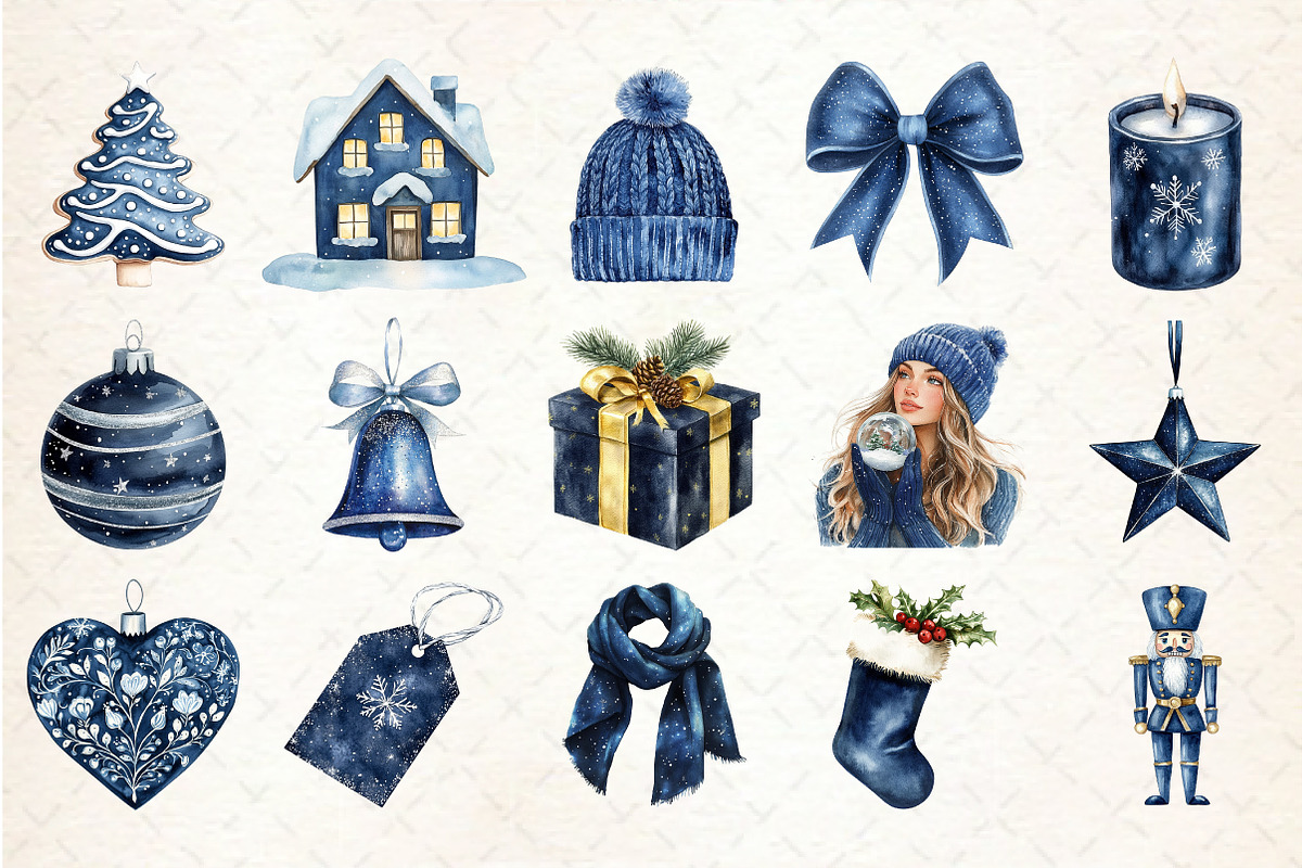Navy Blue Winter Christmas Clipart, an Illustration by Rose Art (Photo 2 of 4)