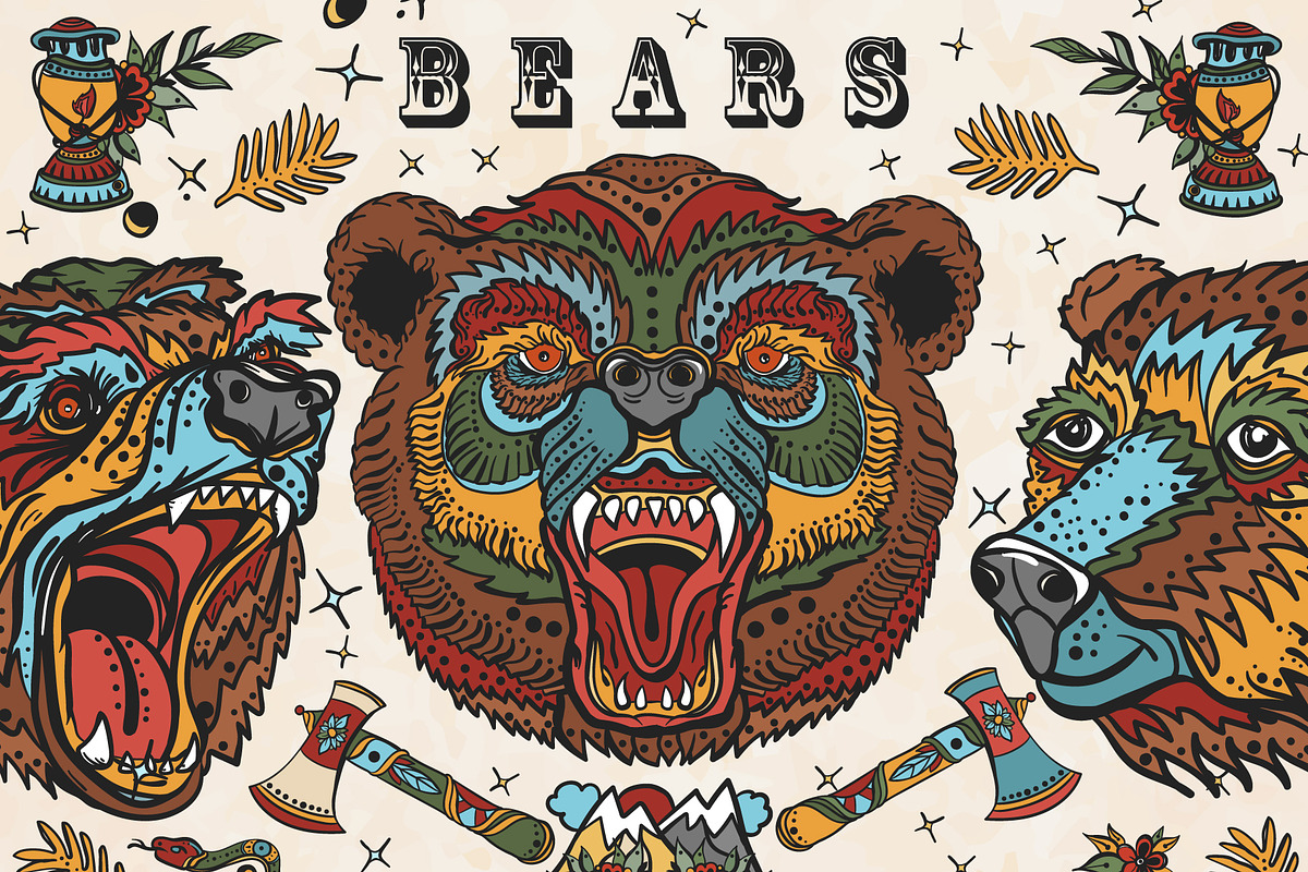 Bears old school tattoo, a Background Graphic by intueri (Photo 1 of 7)