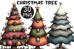 Christmas Tree Clipart, an Illustration by Black Bird Studio