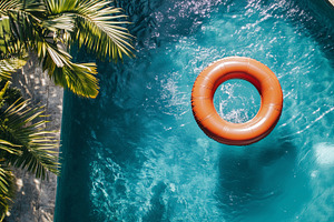 Orange inflatable ring floats on the, a Sports & Recreation Photo by MistyDay