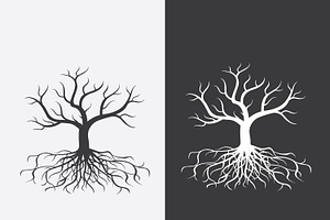 A leafless tree with roots illustrat, an Illustration by Toufiqul